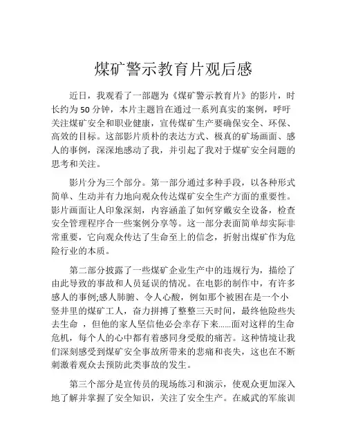 煤矿警示教育片观后感