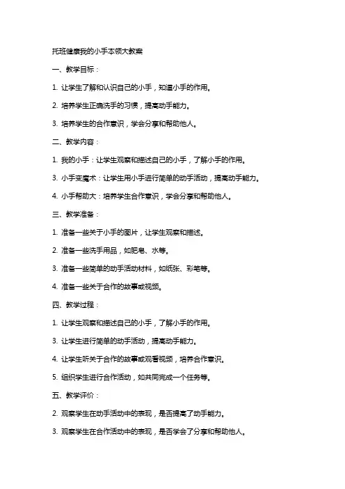 托班健康我的小手本领大教案