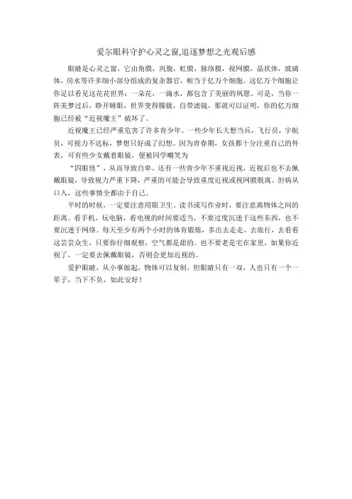 爱尔眼科守护心灵之窗,追逐梦想之光观后感