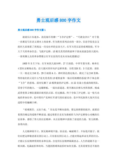 勇士观后感800字作文