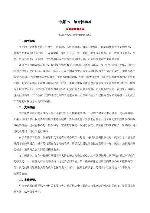 专题09  综合性学习(解析版)