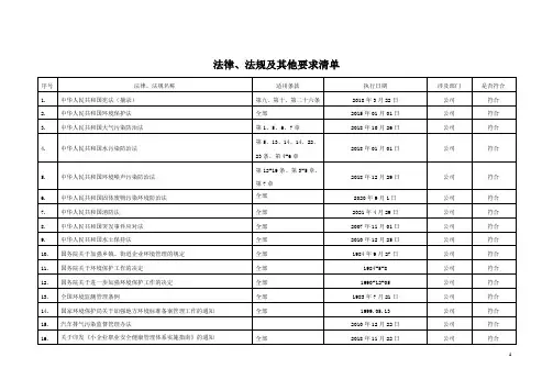深圳环境法律、法规及其他要求清单