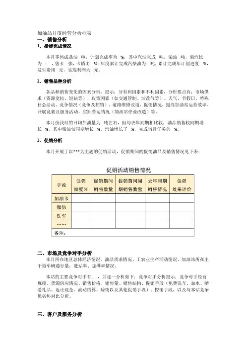 加油站销售月度分析