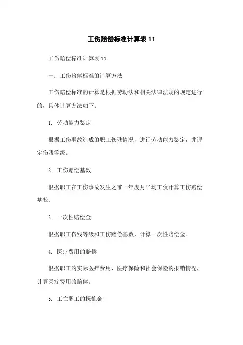 工伤赔偿标准计算表11
