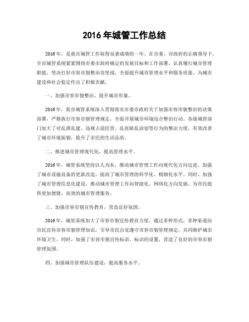 2016年城管工作总结