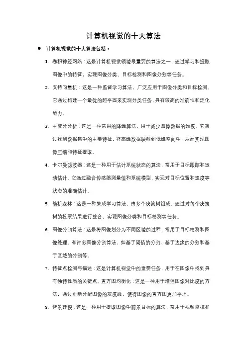 计算机视觉的十大算法