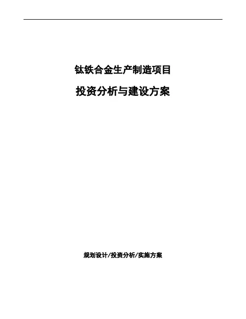 钛铁合金生产制造项目投资分析与建设方案