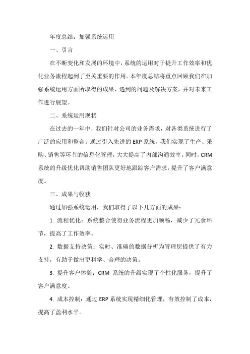 年度总结加强系统运用