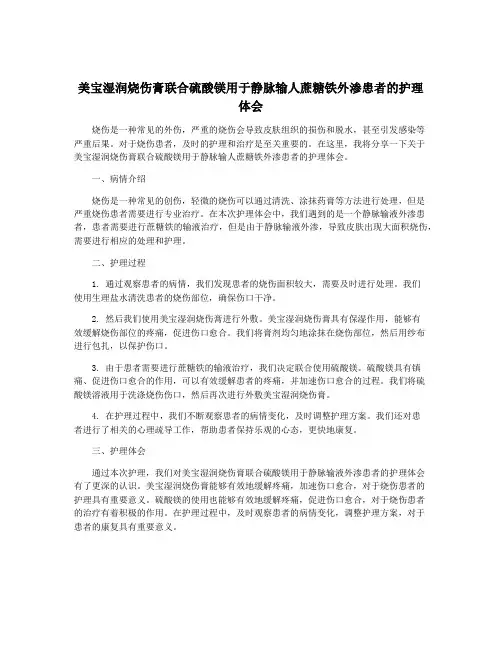 美宝湿润烧伤膏联合硫酸镁用于静脉输人蔗糖铁外渗患者的护理体会