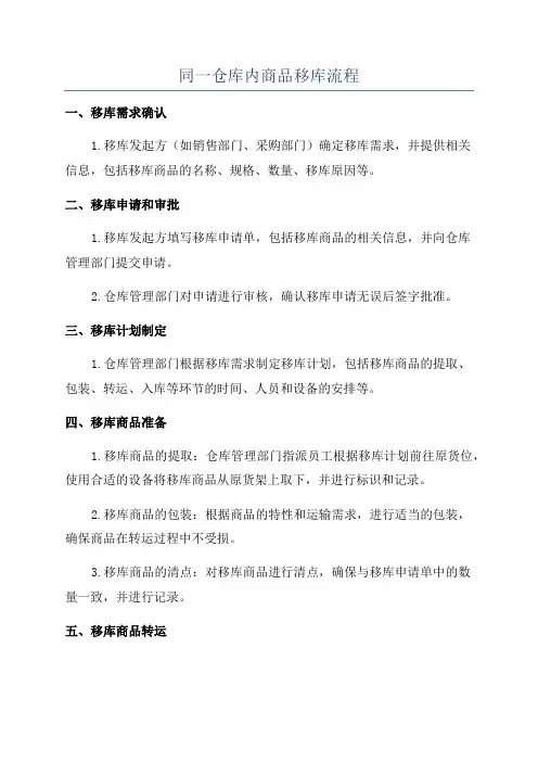 同一仓库内商品移库流程