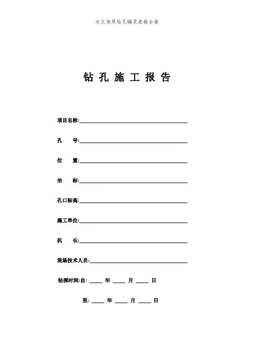水文地质钻孔编录表格全套