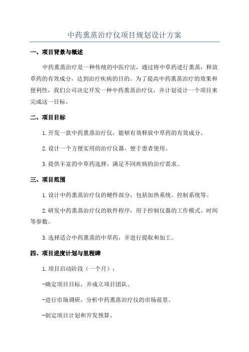 中药熏蒸治疗仪项目规划设计方案