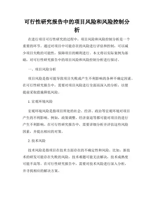 可行性研究报告中的项目风险和风险控制分析
