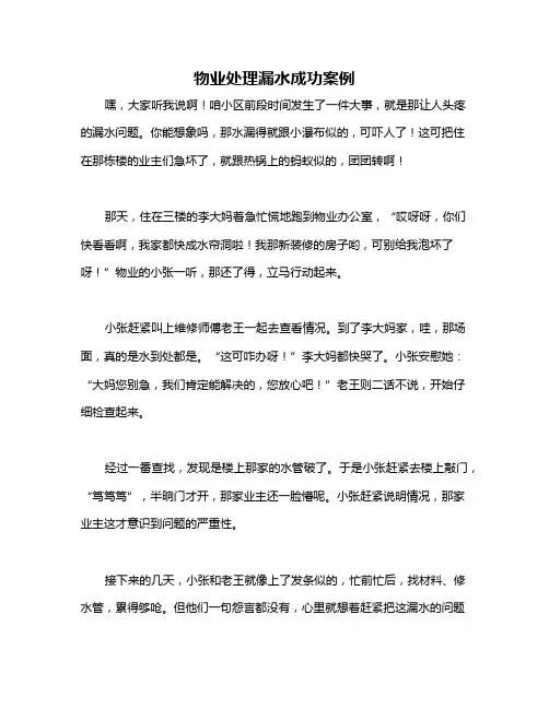 物业处理漏水成功案例