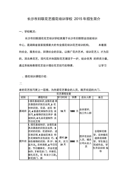 精选-长沙市妇联花艺插花培训学校招生简介