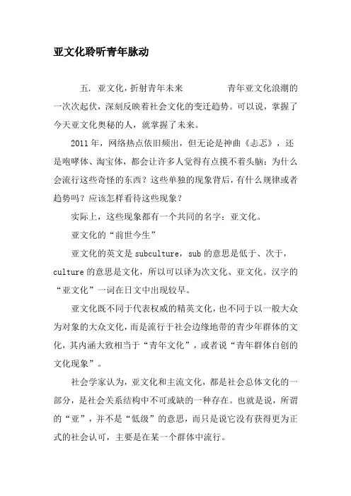 亚文化聆听青年脉动-最新资料