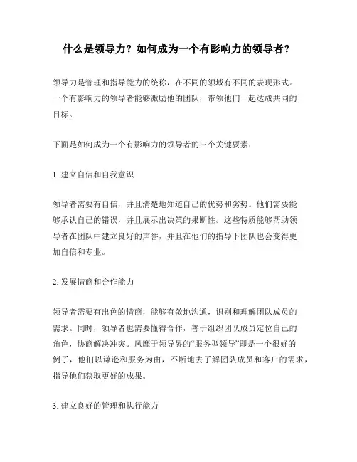 什么是领导力？如何成为一个有影响力的领导者？
