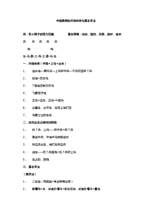 中国象棋的开局与杀法