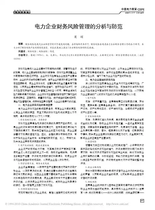 电力企业财务风险管理的分析与防范