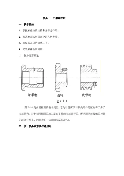 项目七车内圆柱面任务一麻花钻的刃磨