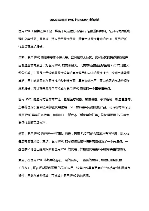 2023年医用PVC行业市场分析现状