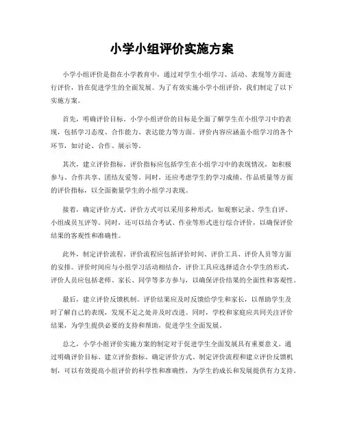 小学小组评价实施方案