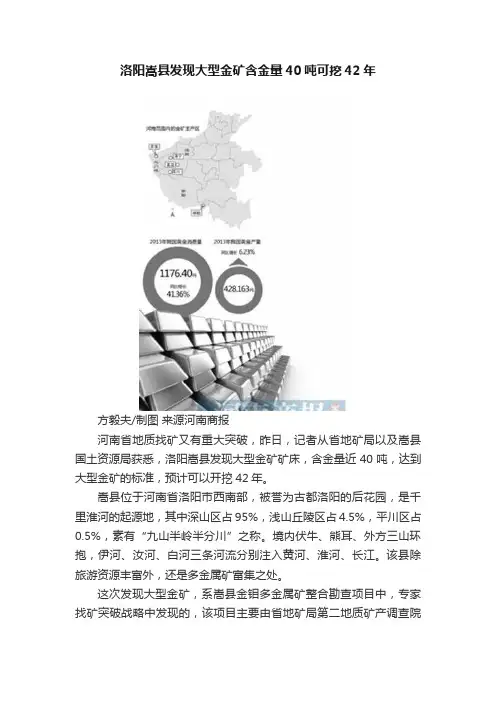 洛阳嵩县发现大型金矿含金量40吨可挖42年