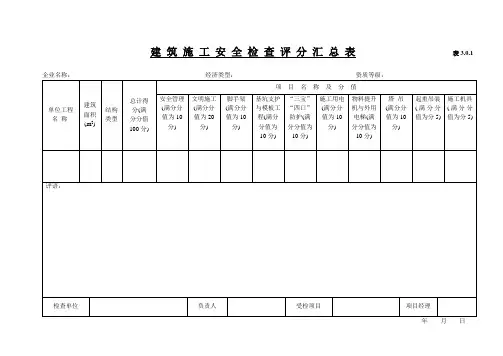 《建筑施工技术安全检查标准》(JGJ—)全套表格