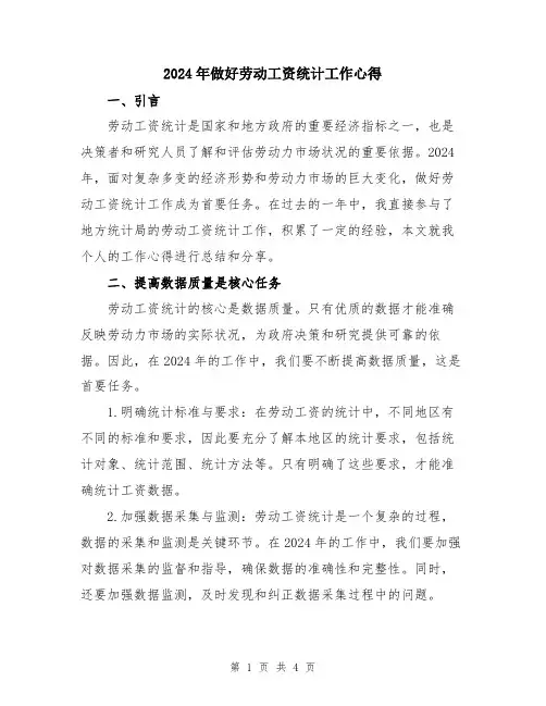 2024年做好劳动工资统计工作心得