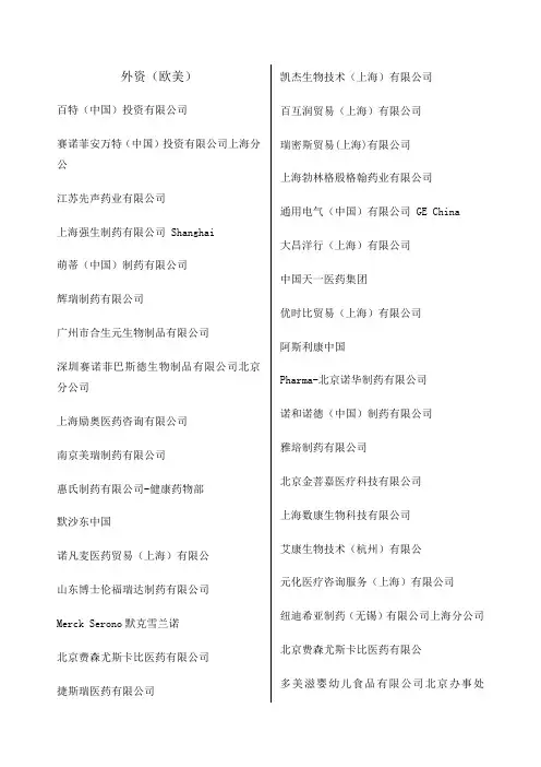 国内知名药企 )