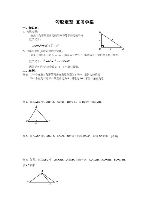 勾股定理 复习学案1