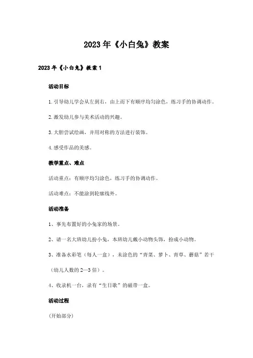 2023年《小白兔》教案