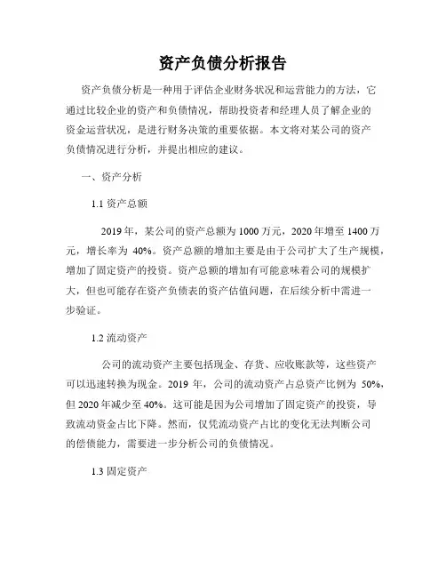 资产负债分析报告