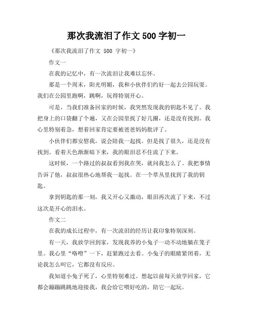 那次我流泪了作文500字初一