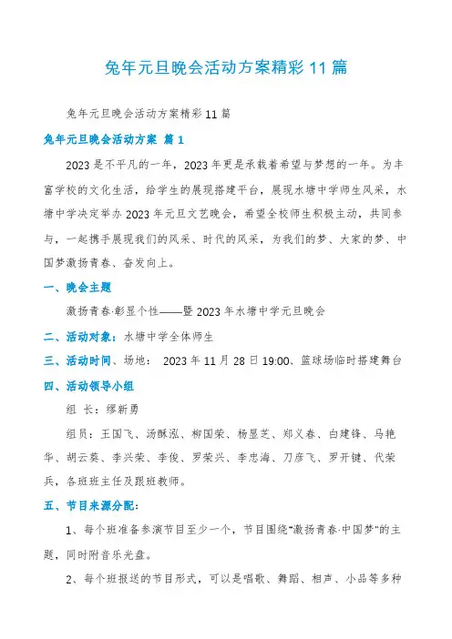 兔年元旦晚会活动方案精彩11篇