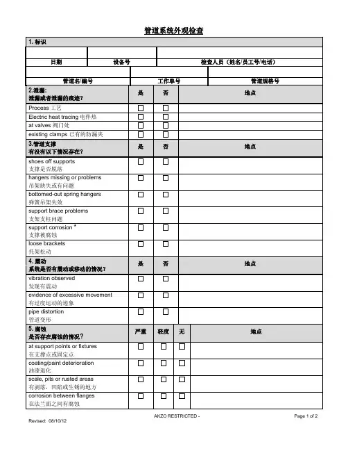 管道外观详细检查表