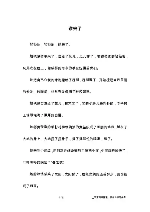 谁来了_初一作文