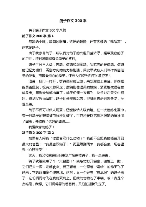 关于鸽子作文300字八篇