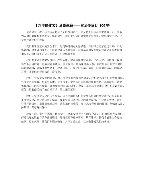 【六年级作文】珍爱生命——安全伴我行_900字