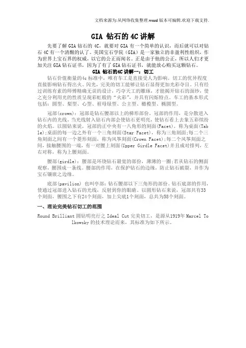 GIA钻石4C讲解
