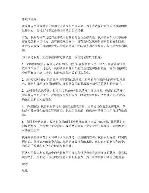 安全事故自罚承诺书