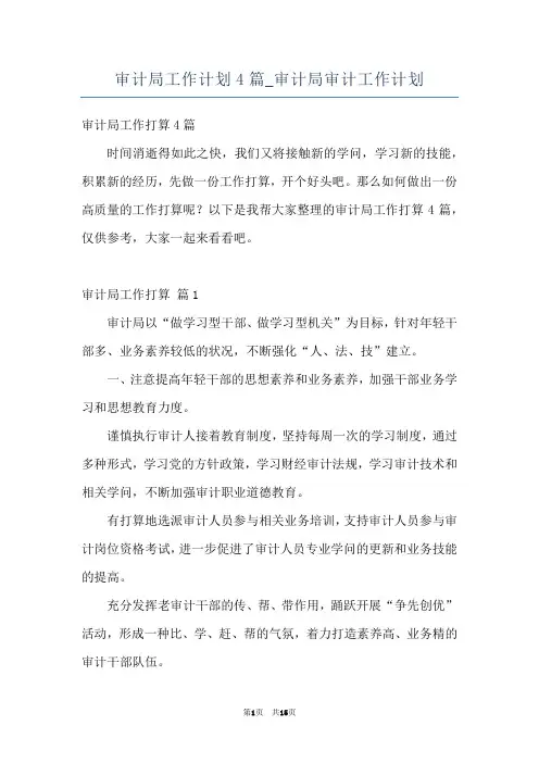 审计局工作计划4篇_审计局审计工作计划