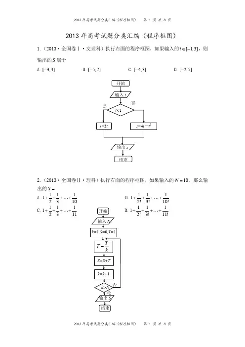 2013年高考试题分类汇编(程序框图)