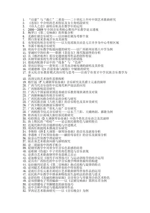 最新广艺音乐硕士论文题目