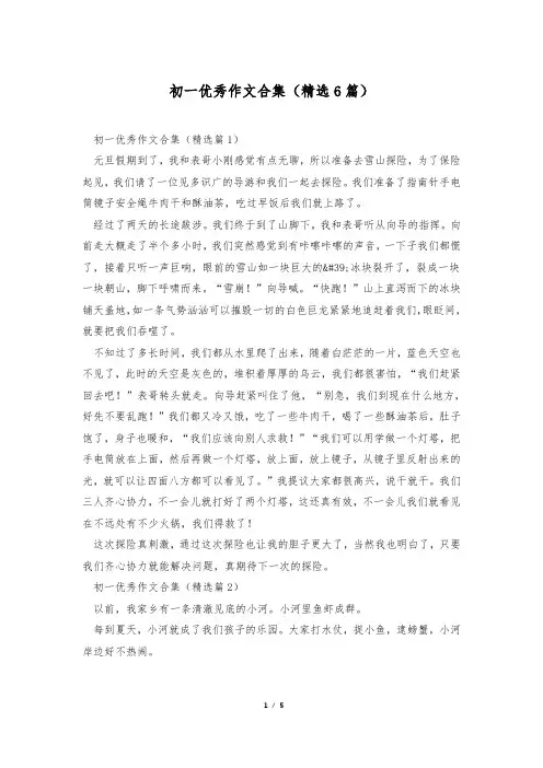 初一优秀作文合集(精选6篇)