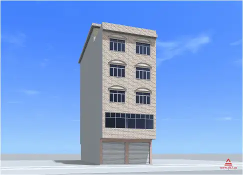 8.1x20米 五层半农村自建房设计图临街楼房门面房施工图纸全套图纸建筑设计图结构施工图外观图效果图