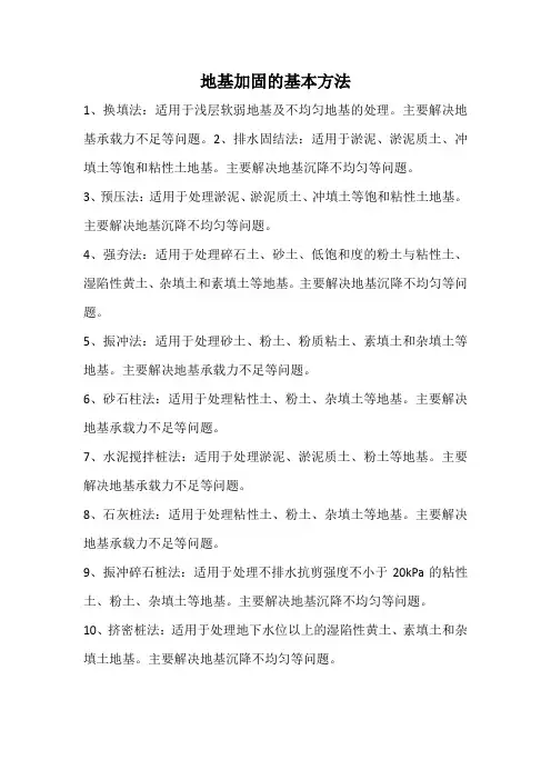 地基加固的基本方法