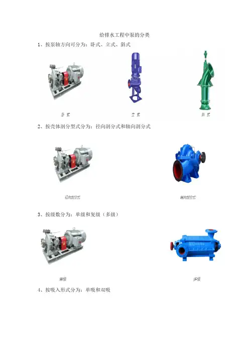 给排水工程中泵的分类