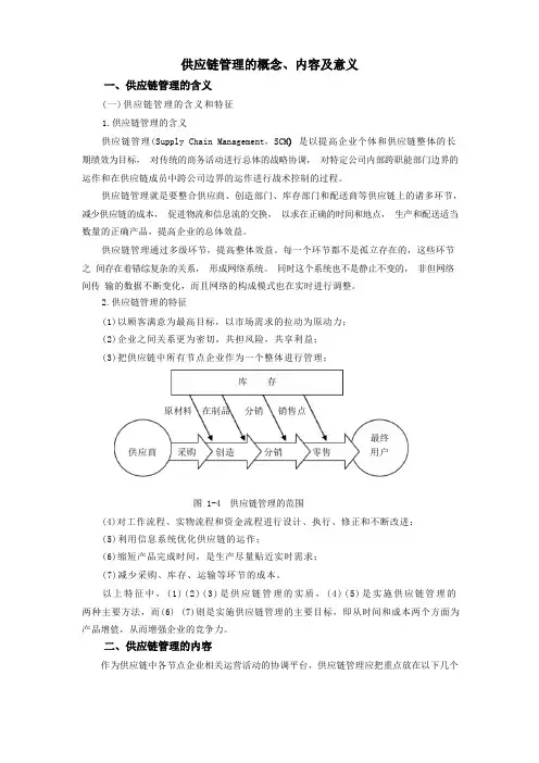 供应链管理的概念内容及意义