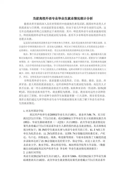    当前高校外语专业毕业生就业情况统计分析